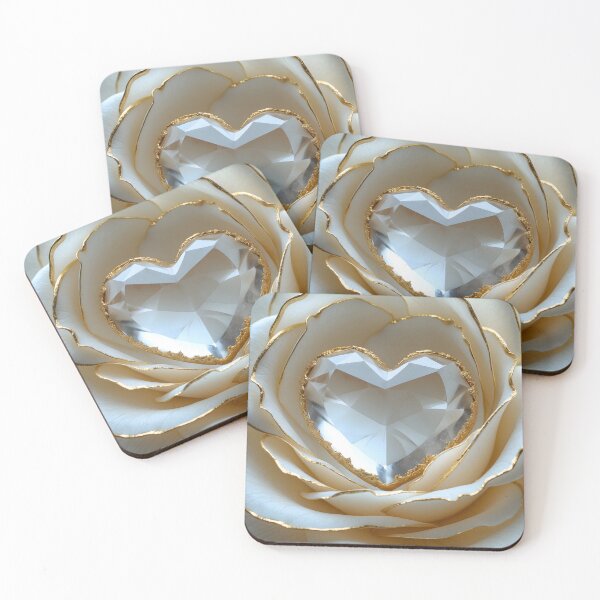 Item preview, Golden-Edged Purity – Crystal Heart Rose Art designed and sold by LaLi-Designs.