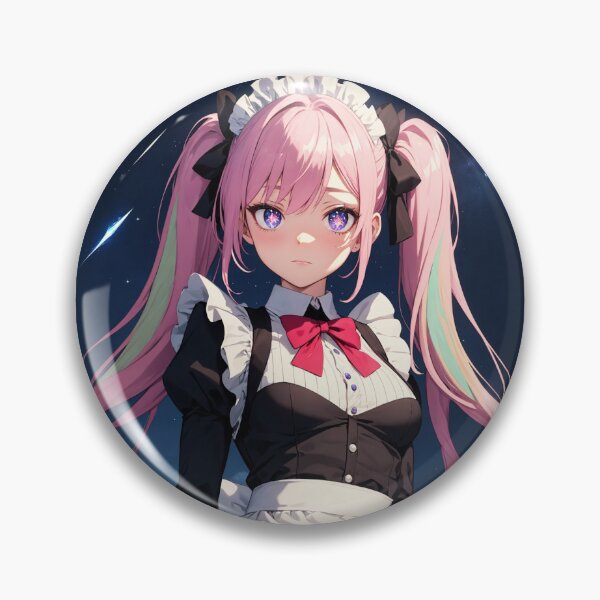 Item preview, Cosmic Pink Haired Maid Waifu | Anime Girl in Space with Twintails designed and sold by iloveanimechibi.