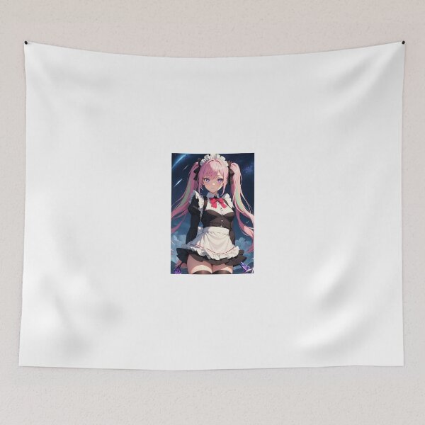 Item preview, Cosmic Pink Haired Maid Waifu | Anime Girl in Space with Twintails designed and sold by iloveanimechibi.
