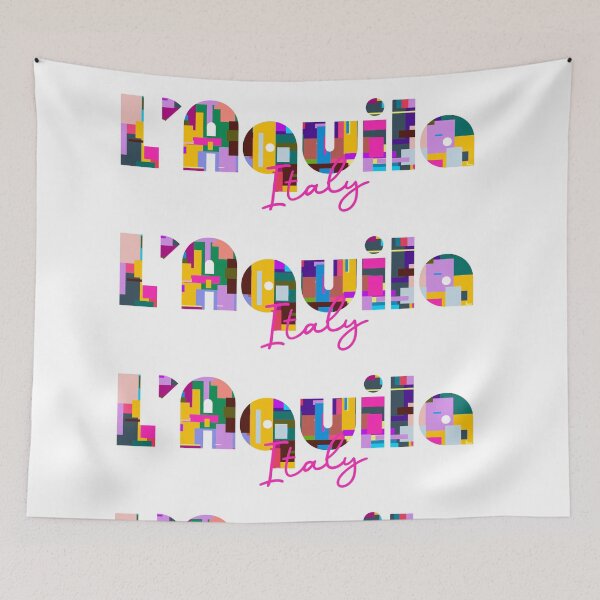 Item preview, L’Aquila, Italy, Vibrant Abstract City Typography Art designed and sold by Wanderful-roads.