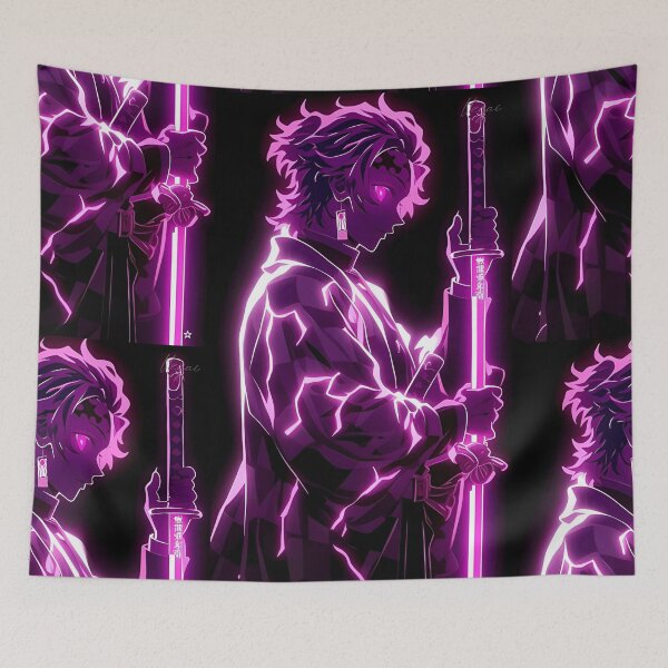 Item preview, Neon Blade Warrior – Glowing Samurai Silhouette designed and sold by Dyan4.