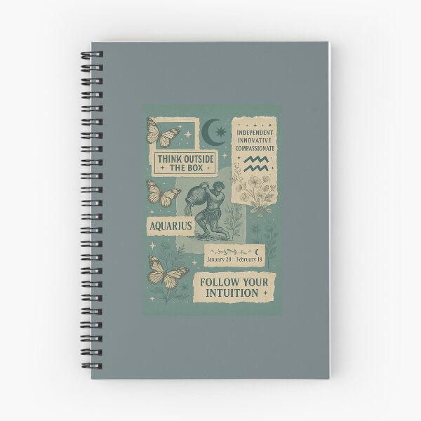 Item preview, Collage estético del zodiaco Acuario | Arte astrológico vintage en verde azulado para álbumes de recortes designed and sold by TrendBoost.