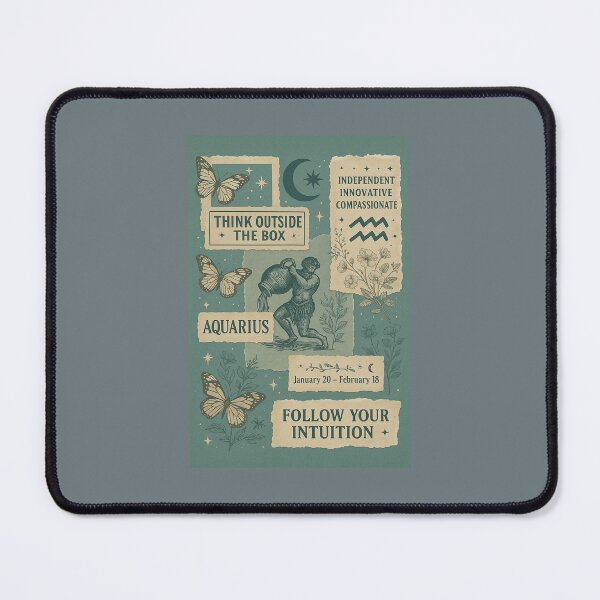 Item preview, Collage estético del zodiaco Acuario | Arte astrológico vintage en verde azulado para álbumes de recortes designed and sold by TrendBoost.