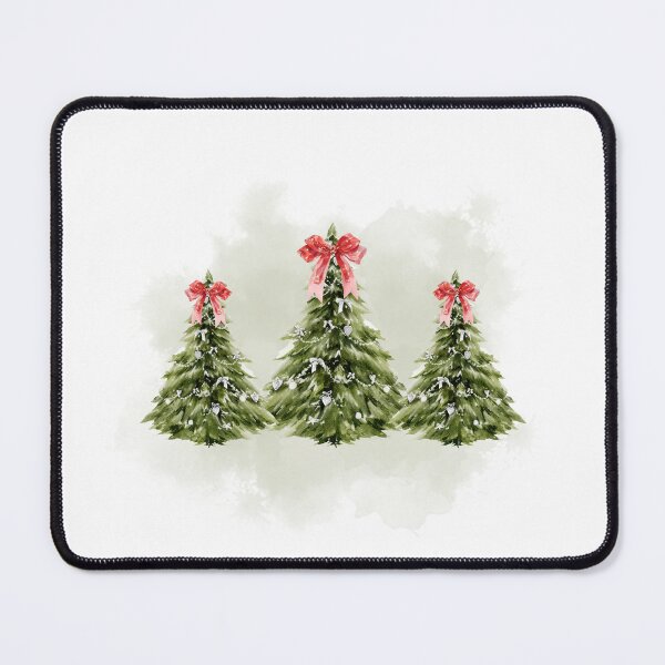 Item preview, Christmas Trees with Red Bows on Soft Green Background – Holiday Illustration designed and sold by iamKRUK.