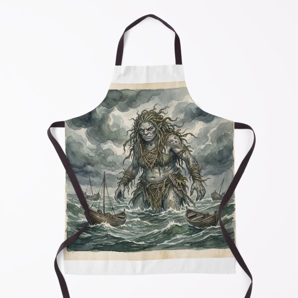 Item preview, Margygr Fjord Storm creature of folklore watercolor artwork illustration designed and sold by Vintage Designs +.