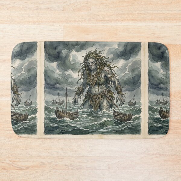 Item preview, Margygr Fjord Storm creature of folklore watercolor artwork illustration designed and sold by Vintage Designs +.
