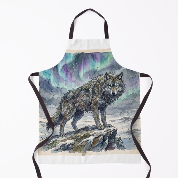 Item preview, Fenrir Aurora creature of folklore watercolor artwork illustration designed and sold by Vintage Designs +.