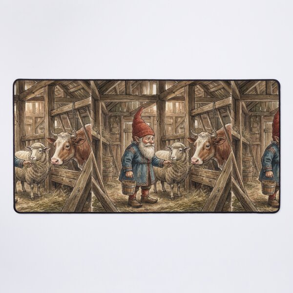 Item preview, Nisse Gnome at the Farm creature of folklore watercolor artwork illustration designed and sold by Vintage Designs +.