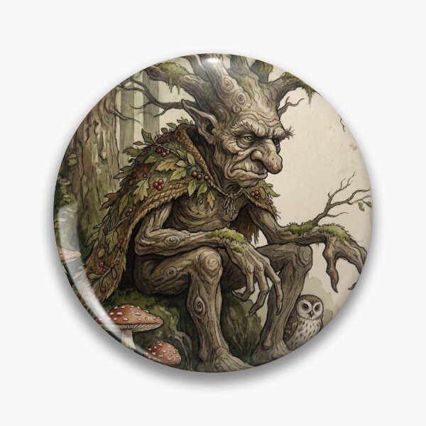 Item preview, Troll Forest Guardian creature of folklore watercolor artwork illustration designed and sold by Vintage Designs +.
