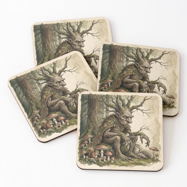 Item preview, Troll Forest Guardian creature of folklore watercolor artwork illustration designed and sold by Vintage Designs +.
