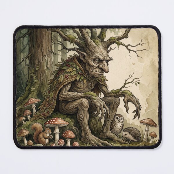 Item preview, Troll Forest Guardian creature of folklore watercolor artwork illustration designed and sold by Vintage Designs +.