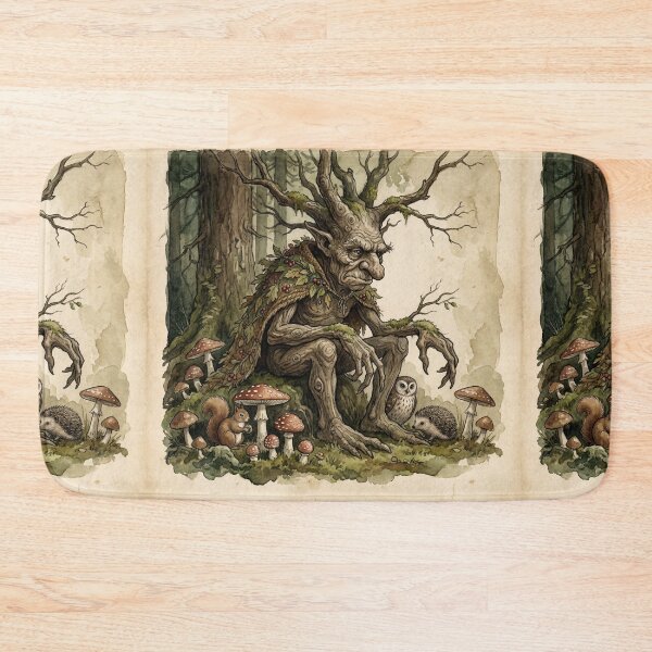 Item preview, Troll Forest Guardian creature of folklore watercolor artwork illustration designed and sold by Vintage Designs +.