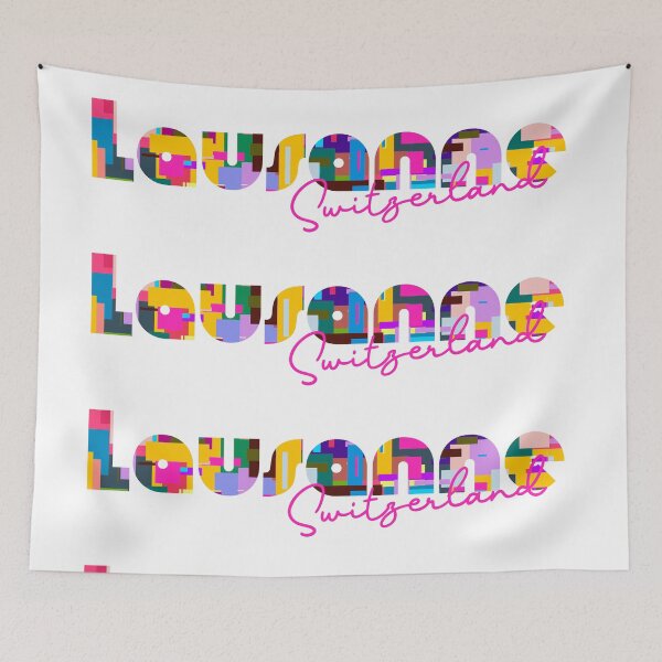 Item preview, Lausanne, Switzerland, Vibrant Abstract City Typography Art designed and sold by Wanderful-roads.