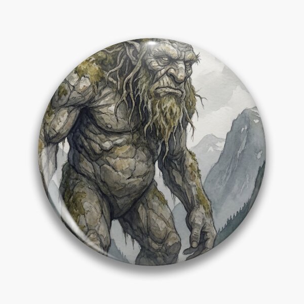 Item preview, Troll Stone Guardian creature of folklore watercolor artwork illustration designed and sold by Vintage Designs +.