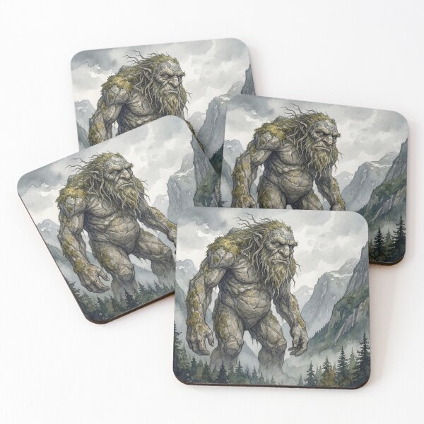 Item preview, Troll Stone Guardian creature of folklore watercolor artwork illustration designed and sold by Vintage Designs +.