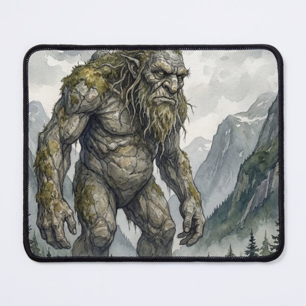 Item preview, Troll Stone Guardian creature of folklore watercolor artwork illustration designed and sold by Vintage Designs +.