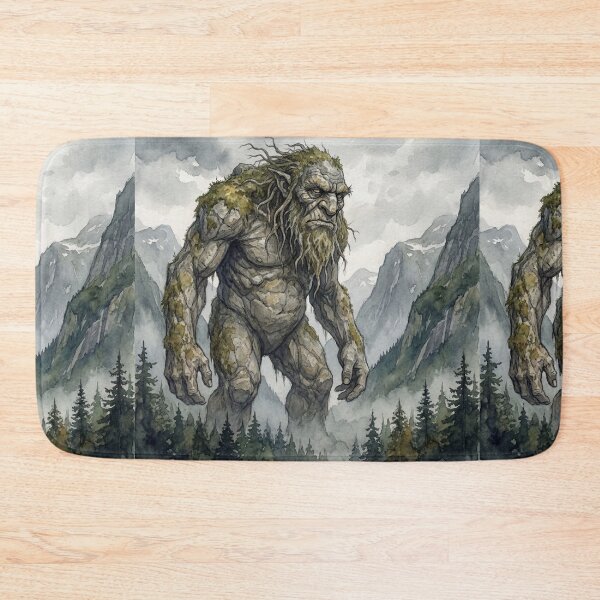 Item preview, Troll Stone Guardian creature of folklore watercolor artwork illustration designed and sold by Vintage Designs +.