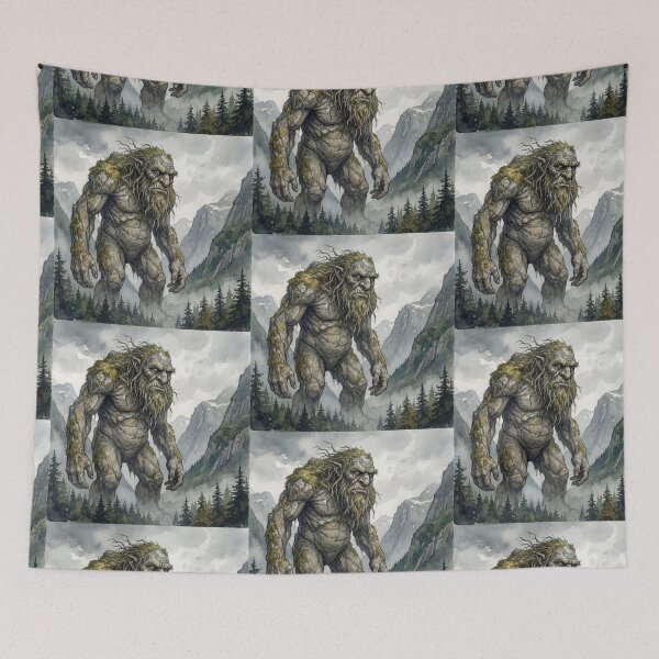 Item preview, Troll Stone Guardian creature of folklore watercolor artwork illustration designed and sold by Vintage Designs +.