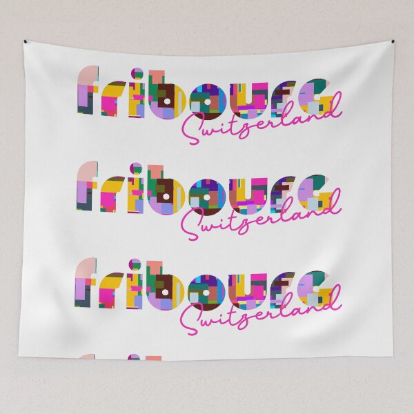 Item preview, Fribourg, Switzerland, Vibrant Abstract City Typography Art designed and sold by Wanderful-roads.