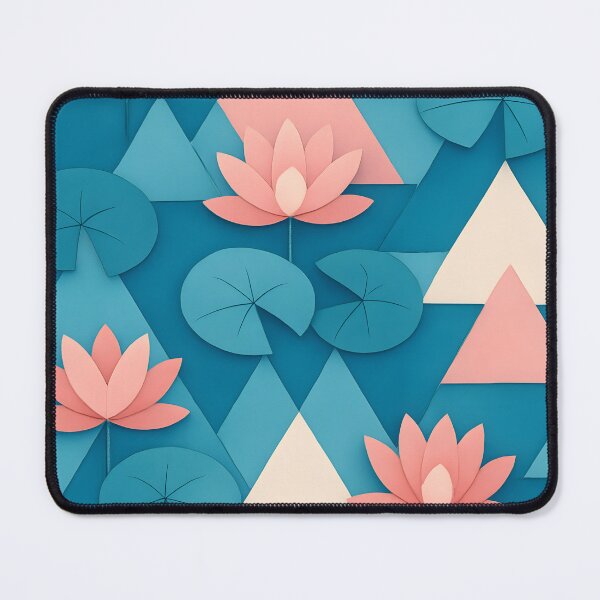 Item preview, Triangular Tessellation x Nymphaeaceae Art Print – Watery Blues & Pinks designed and sold by Artsy-With.
