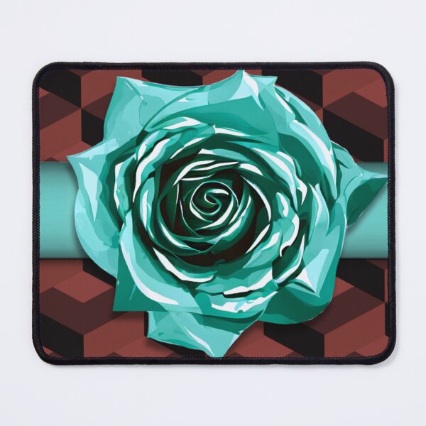 Aperçu de l'œuvre Collier ras-de-cou géométrique rétro bleu sarcelle avec rose néon créée et vendue par TackyTime.