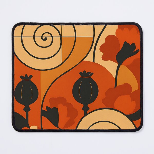 Item preview, Spiral x Papaveraceae Art Print – Fiery Orange & Black Palette designed and sold by Artsy-With.