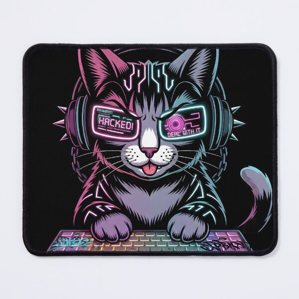 Item preview, Cyberpunk Hacker Cat – RGB Neon Gamer Art designed and sold by SoulenCify.