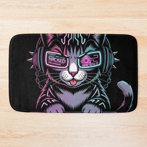 Item preview, Cyberpunk Hacker Cat – RGB Neon Gamer Art designed and sold by SoulenCify.