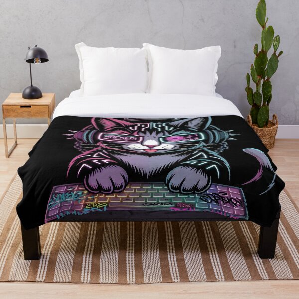 Item preview, Gato hacker ciberpunk: arte de jugador de neón RGB designed and sold by SoulenCify.