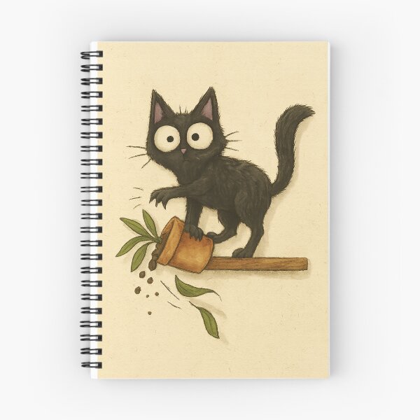 Item preview, Chaotic Black Cat Knocking Over a Plant designed and sold by MIArt Studio.