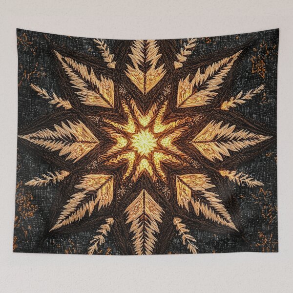 Item preview, Nordic Star Mandala — Embroidered Runic Stitch Art designed and sold by MiraLumeStudio.