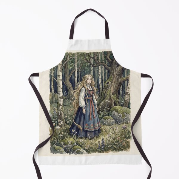 Item preview, Huldra Folk Art Forest creature of folklore watercolor artwork illustration designed and sold by Vintage Designs +.