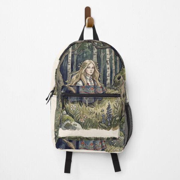 Item preview, Huldra Folk Art Forest creature of folklore watercolor artwork illustration designed and sold by Vintage Designs +.