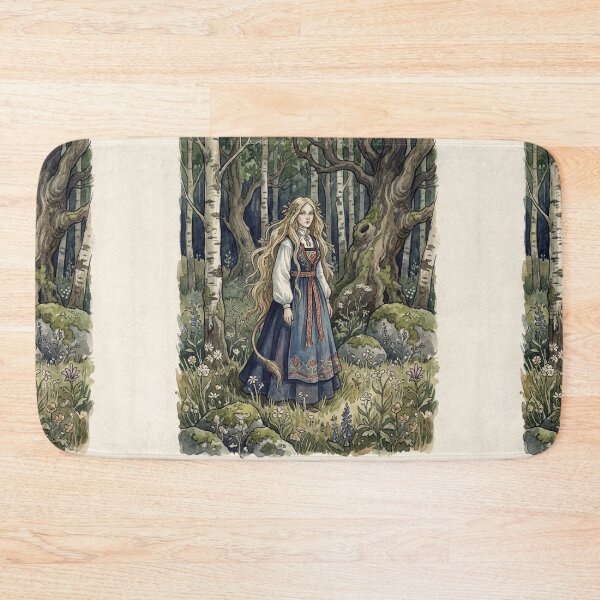 Item preview, Huldra Folk Art Forest creature of folklore watercolor artwork illustration designed and sold by Vintage Designs +.
