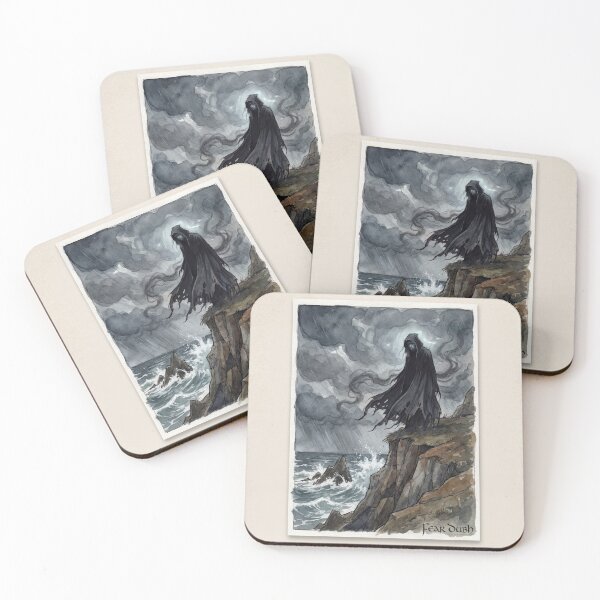 Item preview, Fear of Dubh on the Cliffs of Despair creature of folklore watercolor artwork illustration designed and sold by Vintage Designs +.
