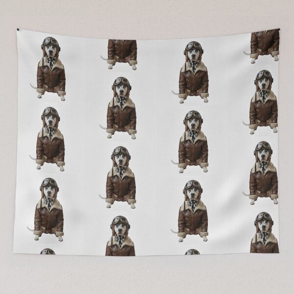 Item preview, Dog wearing a pilot's cap, pilot's goggles, and pilot's jacket designed and sold by PetPeter.
