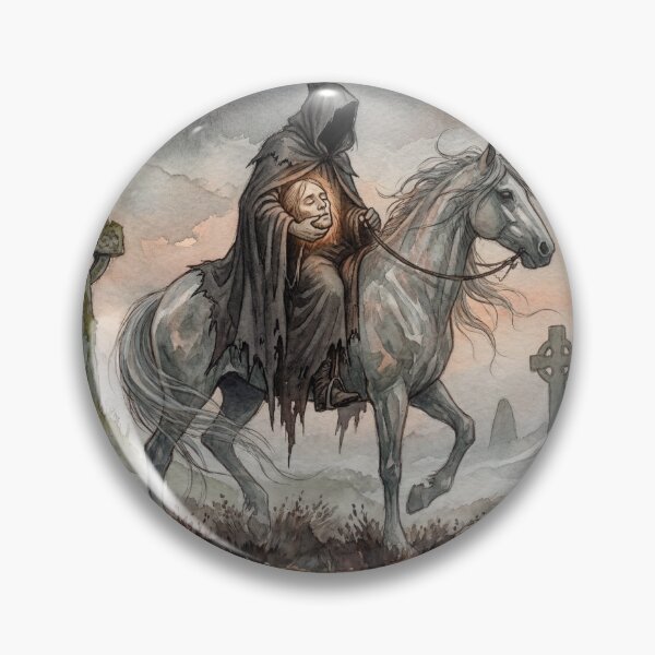 Item preview, Dullahan Moor Ride creature of folklore watercolor artwork illustration designed and sold by Vintage Designs +.
