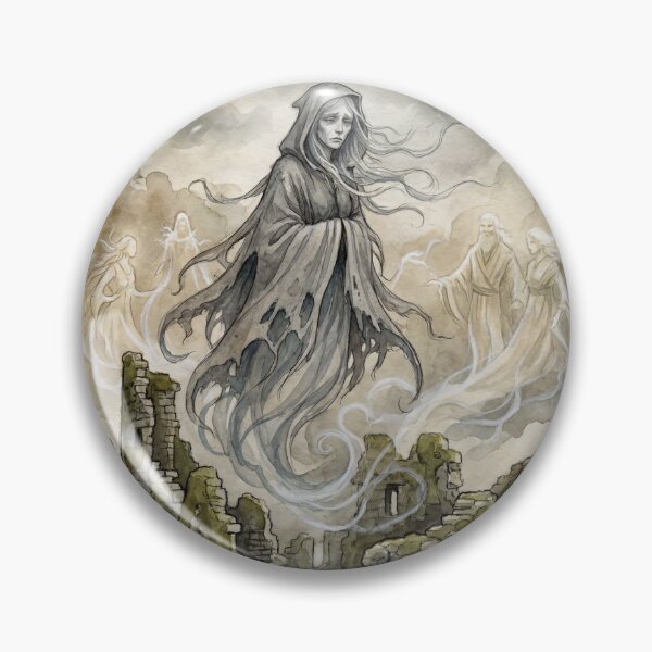 Item preview, Bean Sidhe in the  Mist of the Castle creature of folklore watercolor artwork illustration designed and sold by Vintage Designs +.