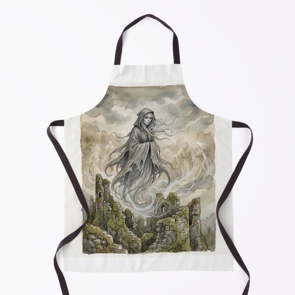 Item preview, Bean Sidhe in the  Mist of the Castle creature of folklore watercolor artwork illustration designed and sold by Vintage Designs +.