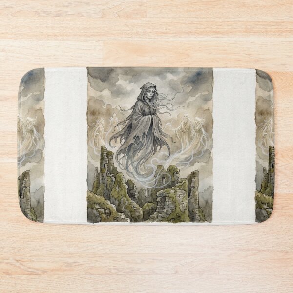 Item preview, Bean Sidhe in the  Mist of the Castle creature of folklore watercolor artwork illustration designed and sold by Vintage Designs +.