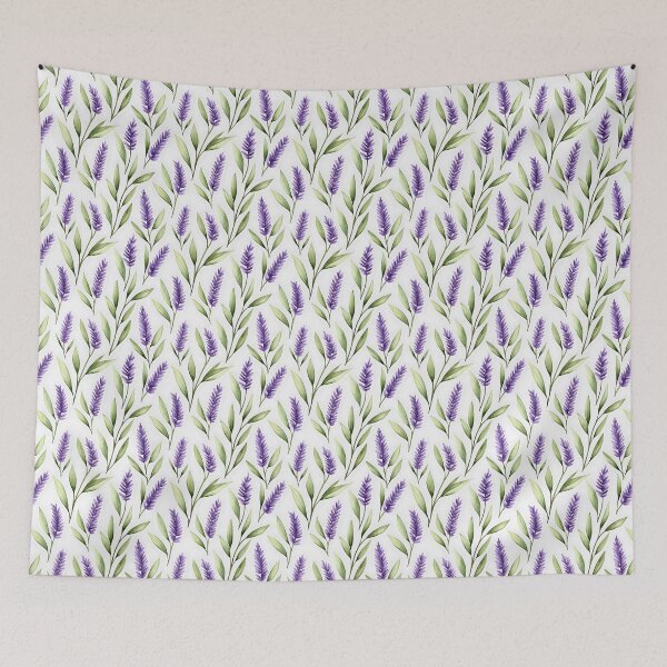 Item preview, The image shows a pattern of watercolor-style lavender flowers and leaves on a white background, creating a soft, natural, and floral design with a gentle and calming aesthetic. designed and sold by rujlaphusstudio.