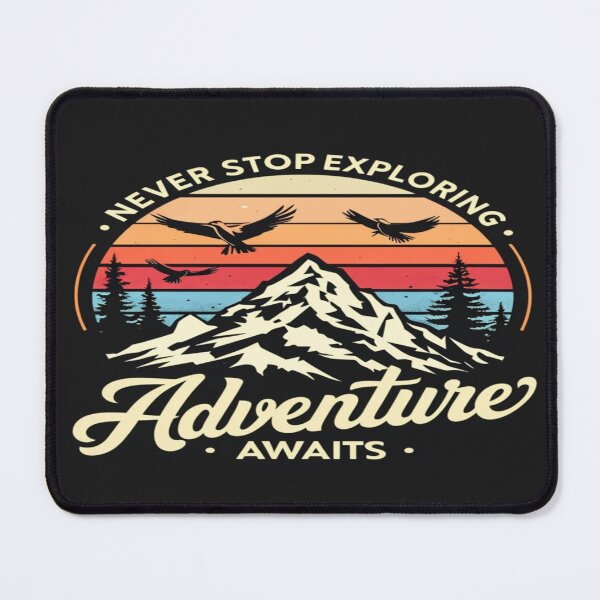 Item preview, Never Stop Exploring – Retro Sunset Mountain Adventure Poster for Nature Lovers & Outdoor Enthusiasts designed and sold by Bright Nest Studio.