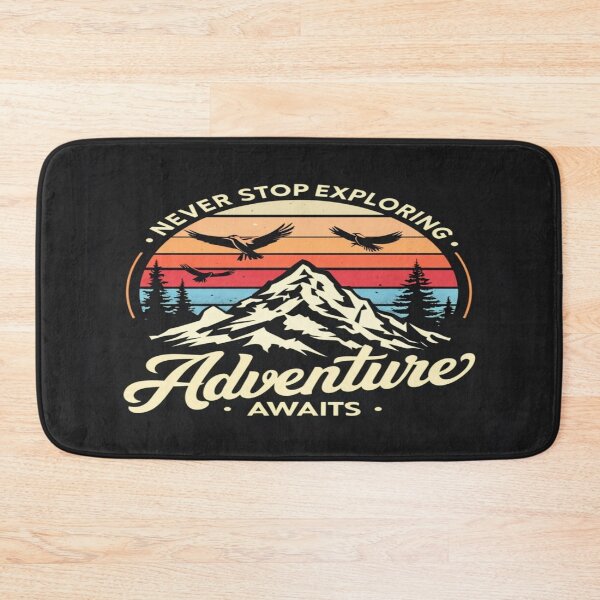 Item preview, Never Stop Exploring – Retro Sunset Mountain Adventure Poster for Nature Lovers & Outdoor Enthusiasts designed and sold by Bright Nest Studio.
