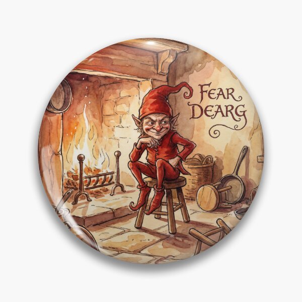 Item preview, Fear Dearg in its Cottage Prankster creature of folklore watercolor artwork illustration designed and sold by Vintage Designs +.