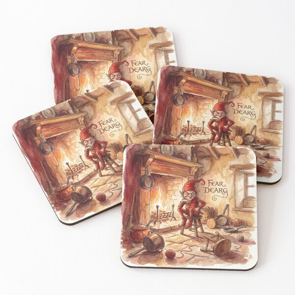 Item preview, Fear Dearg in its Cottage Prankster creature of folklore watercolor artwork illustration designed and sold by Vintage Designs +.