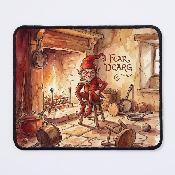 Item preview, Fear Dearg in its Cottage Prankster creature of folklore watercolor artwork illustration designed and sold by Vintage Designs +.