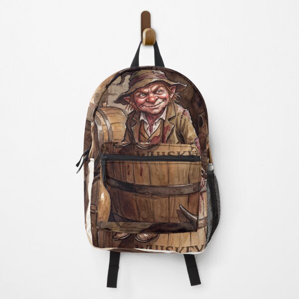 Item preview, Clurichaun in a Whiskey Cellar  Prankster creature of folklore watercolor artwork illustration designed and sold by Vintage Designs +.