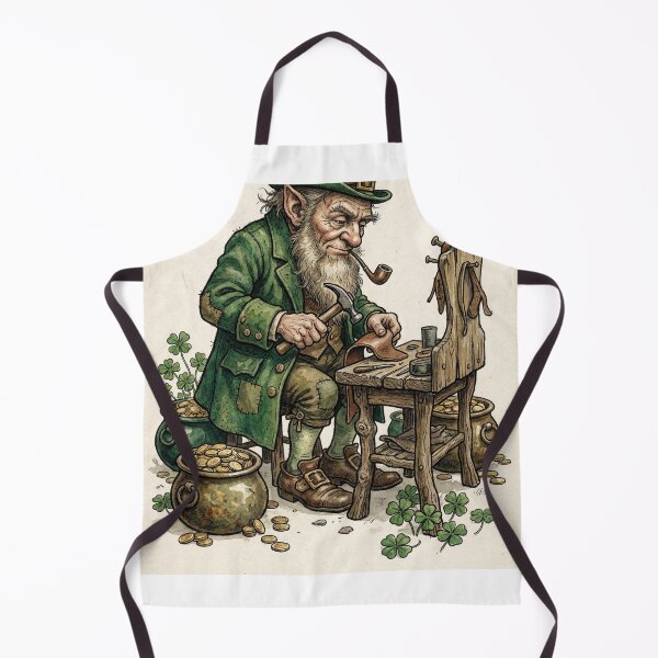 Item preview, Leprechaun Cobbler Prankster creature of folklore watercolor artwork illustration designed and sold by Vintage Designs +.