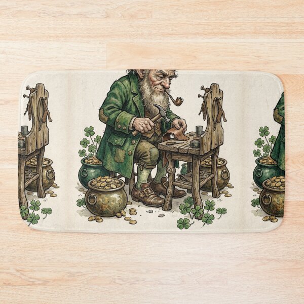 Item preview, Leprechaun Cobbler Prankster creature of folklore watercolor artwork illustration designed and sold by Vintage Designs +.