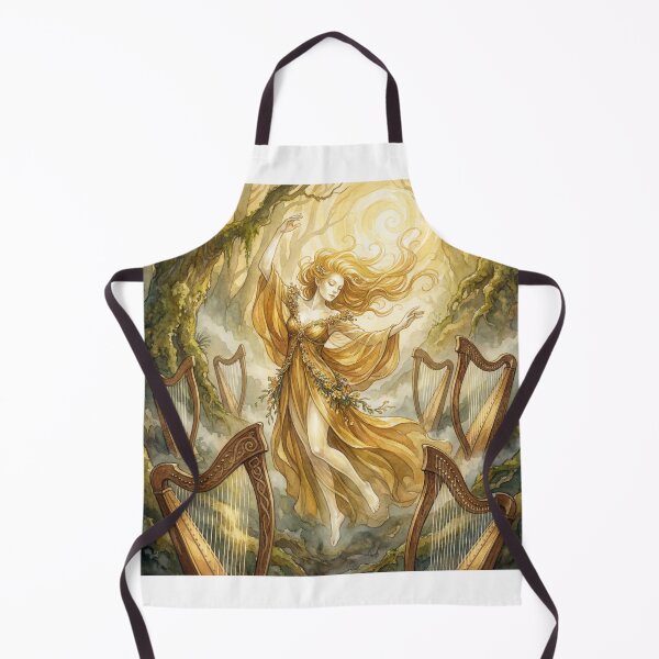Item preview, Golden Tylwyth Teg Dancing creature of folklore watercolor artwork illustration designed and sold by Vintage Designs +.